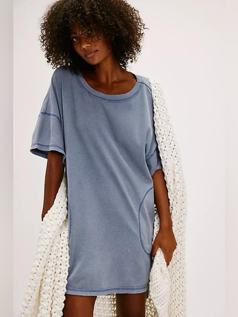 Intimately free people waffle-knit oversized sleep shirt NWT Lilac Purple